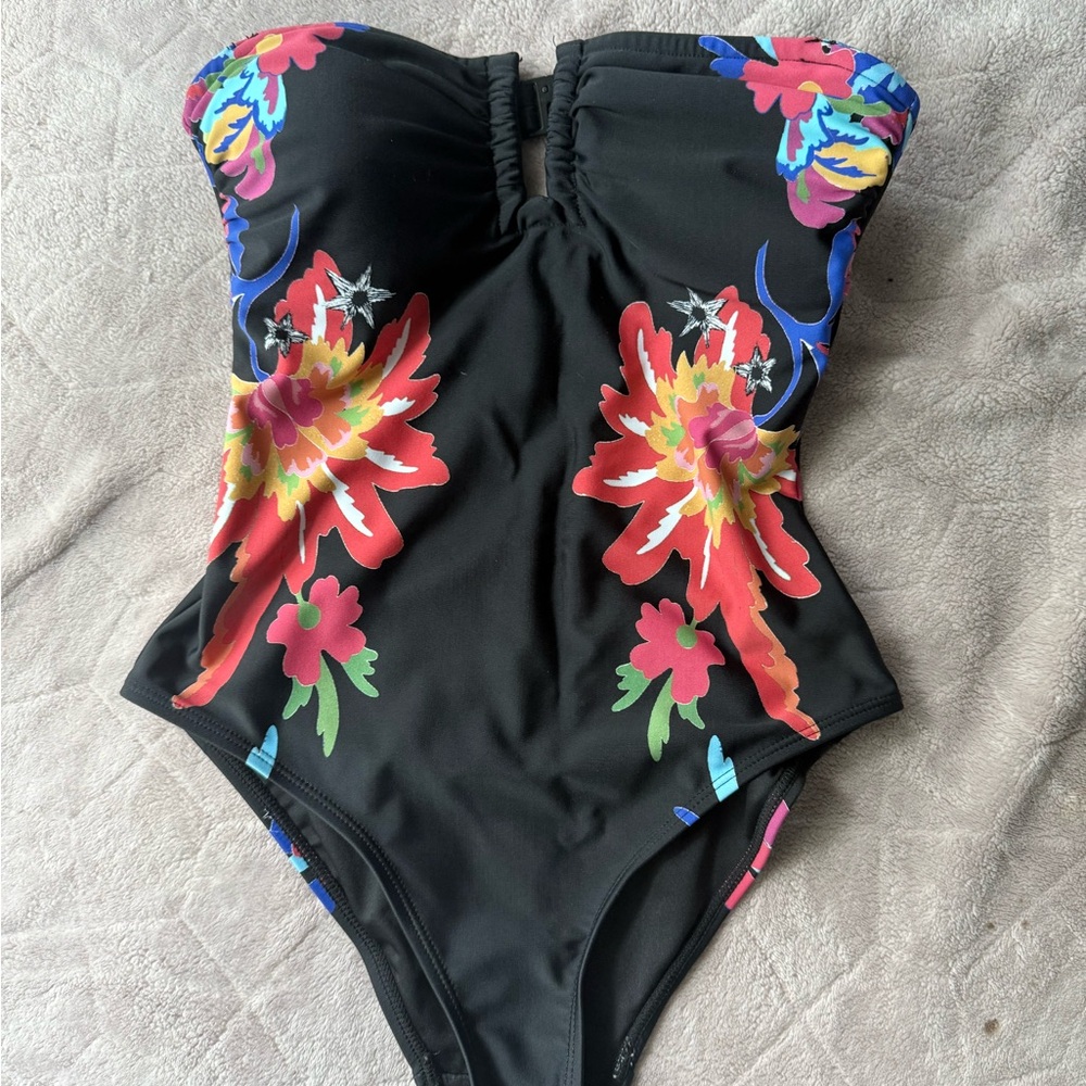 Desigual Black Swimsuit with Colorful Floral Design